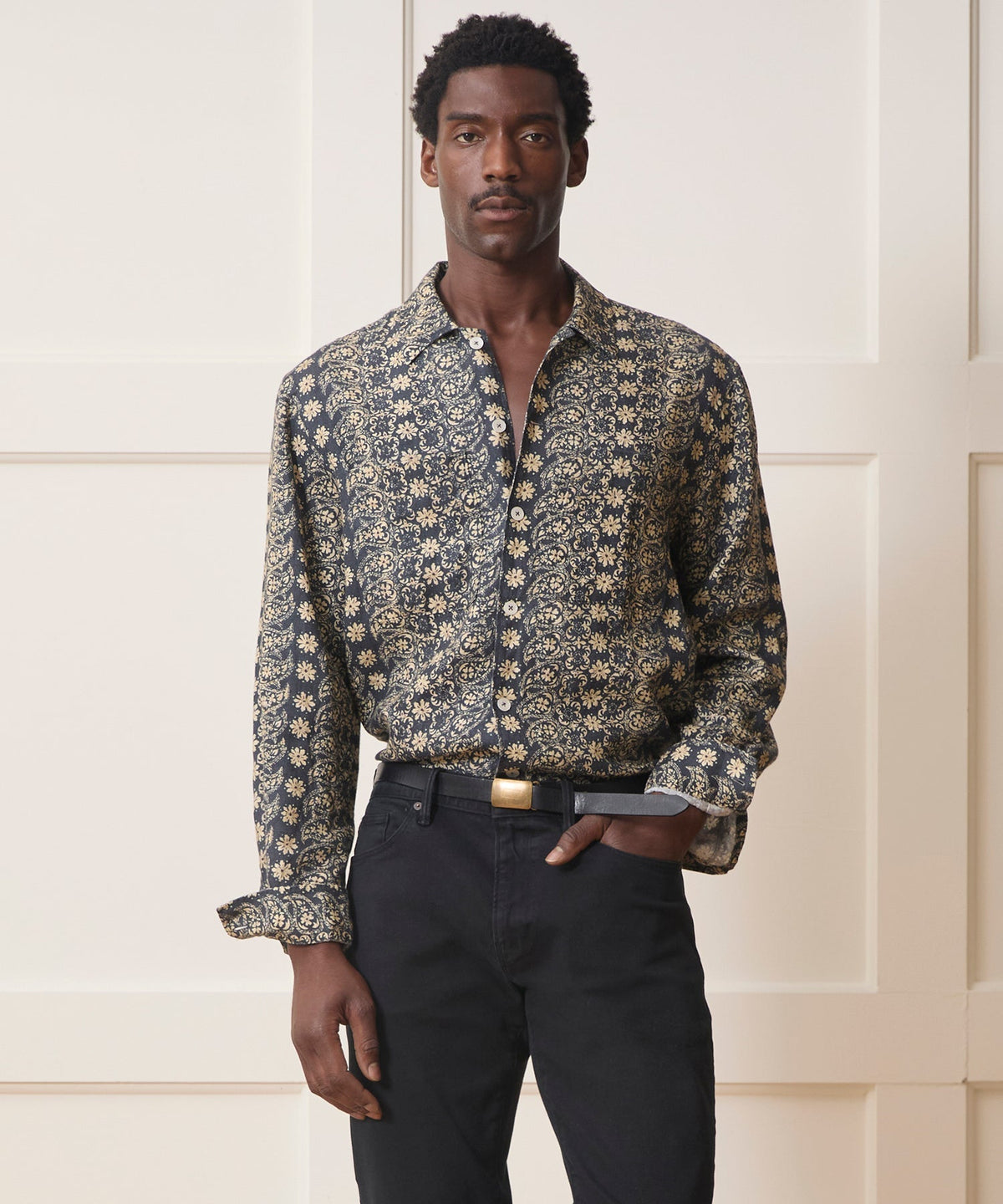 Linen Batik Camp Collar Shirt
