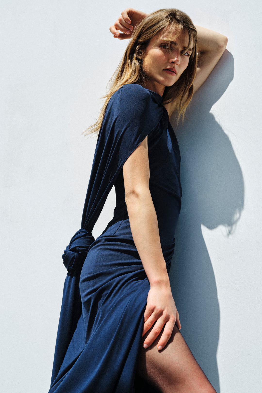 Demi Draped Jersey Cape Gown