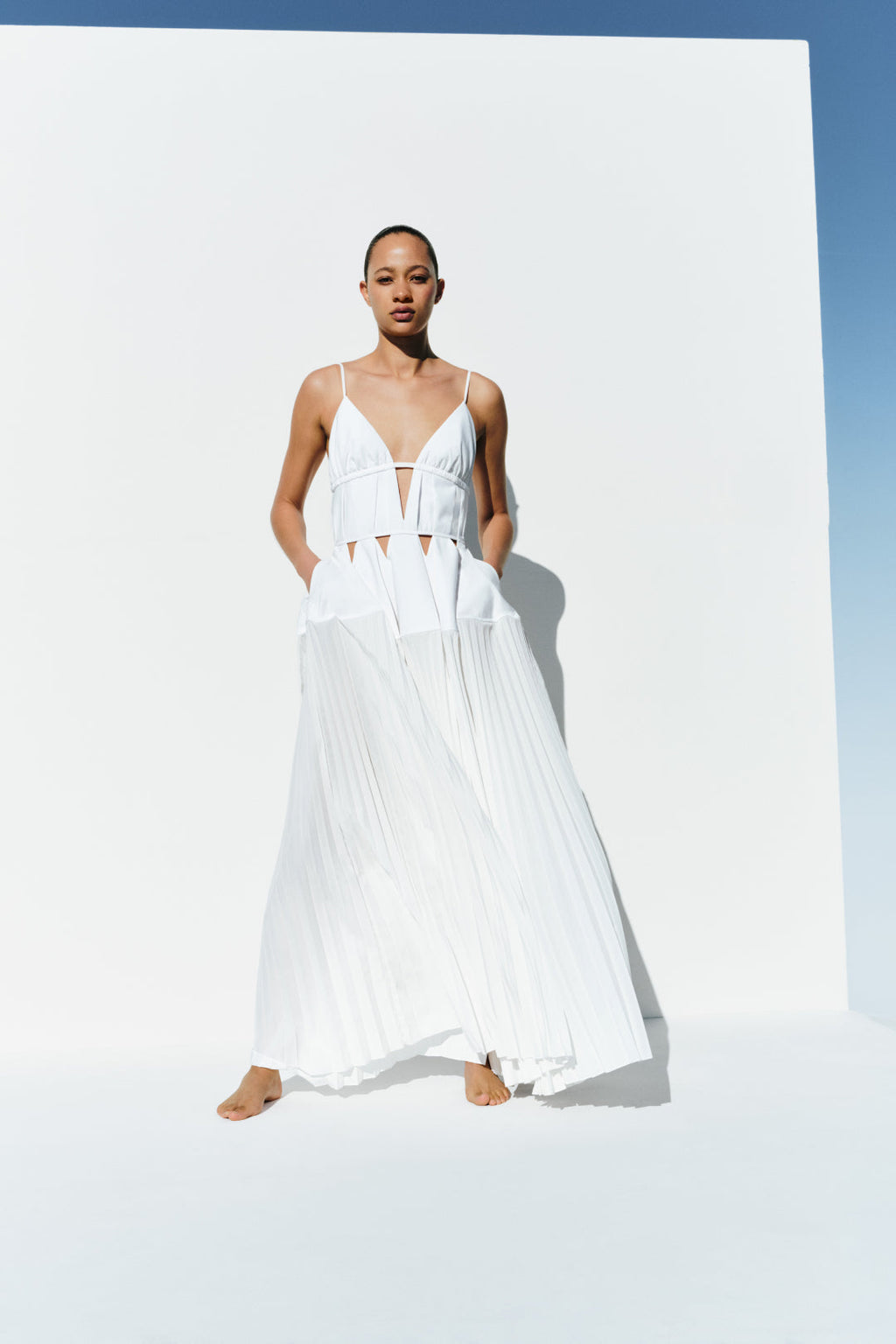 Selene Pleated Cotton Gown