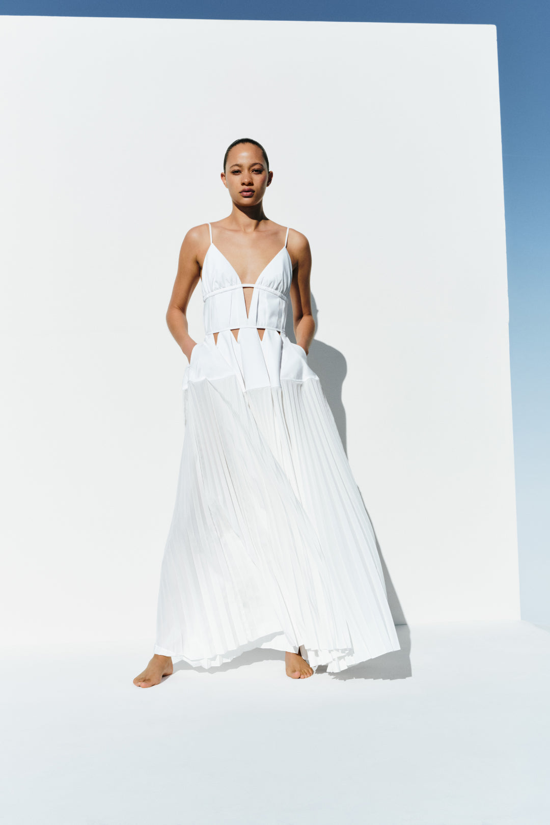 Selene Pleated Cotton Gown