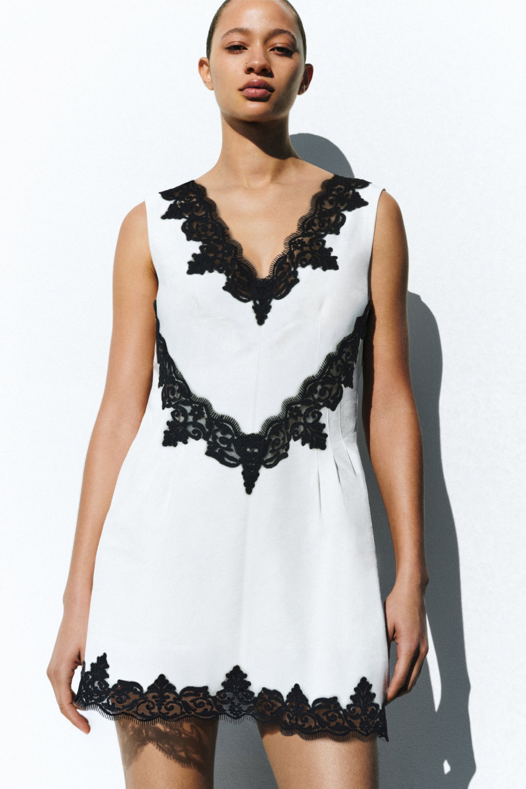 Minna Cotton Faille Lace Mini Dress