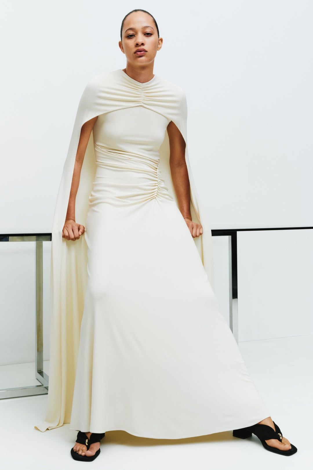 Demi Draped Jersey Cape Gown