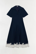 Nerris Cotton Faille Lace Midi Dress