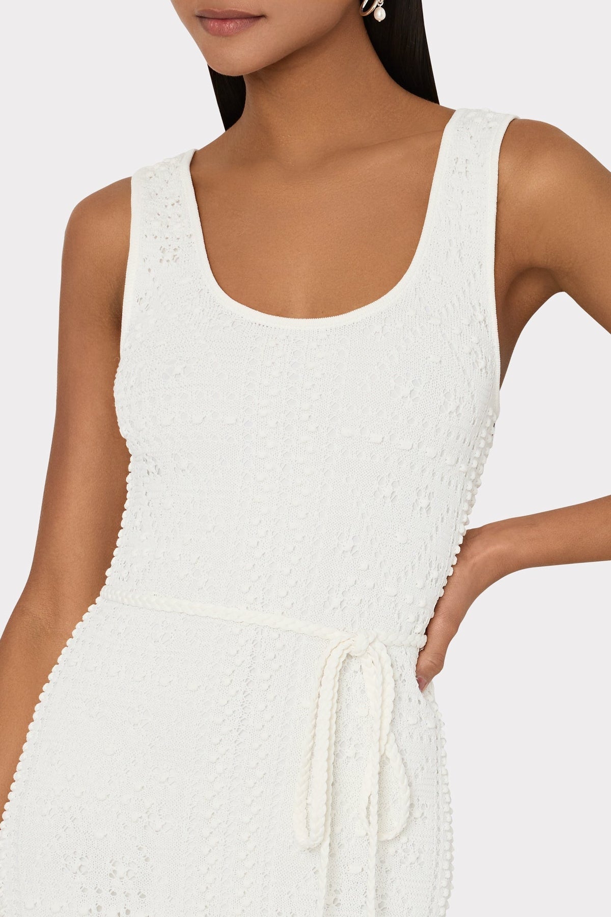 Bubble Pointelle Knit Midi Dress