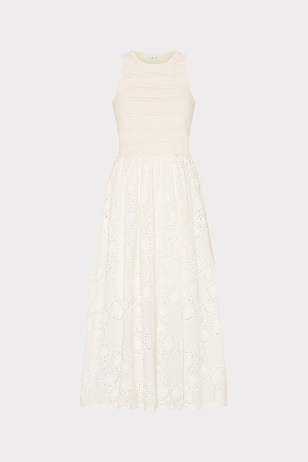 Geo Eyelet Knit Combo Midi Dress