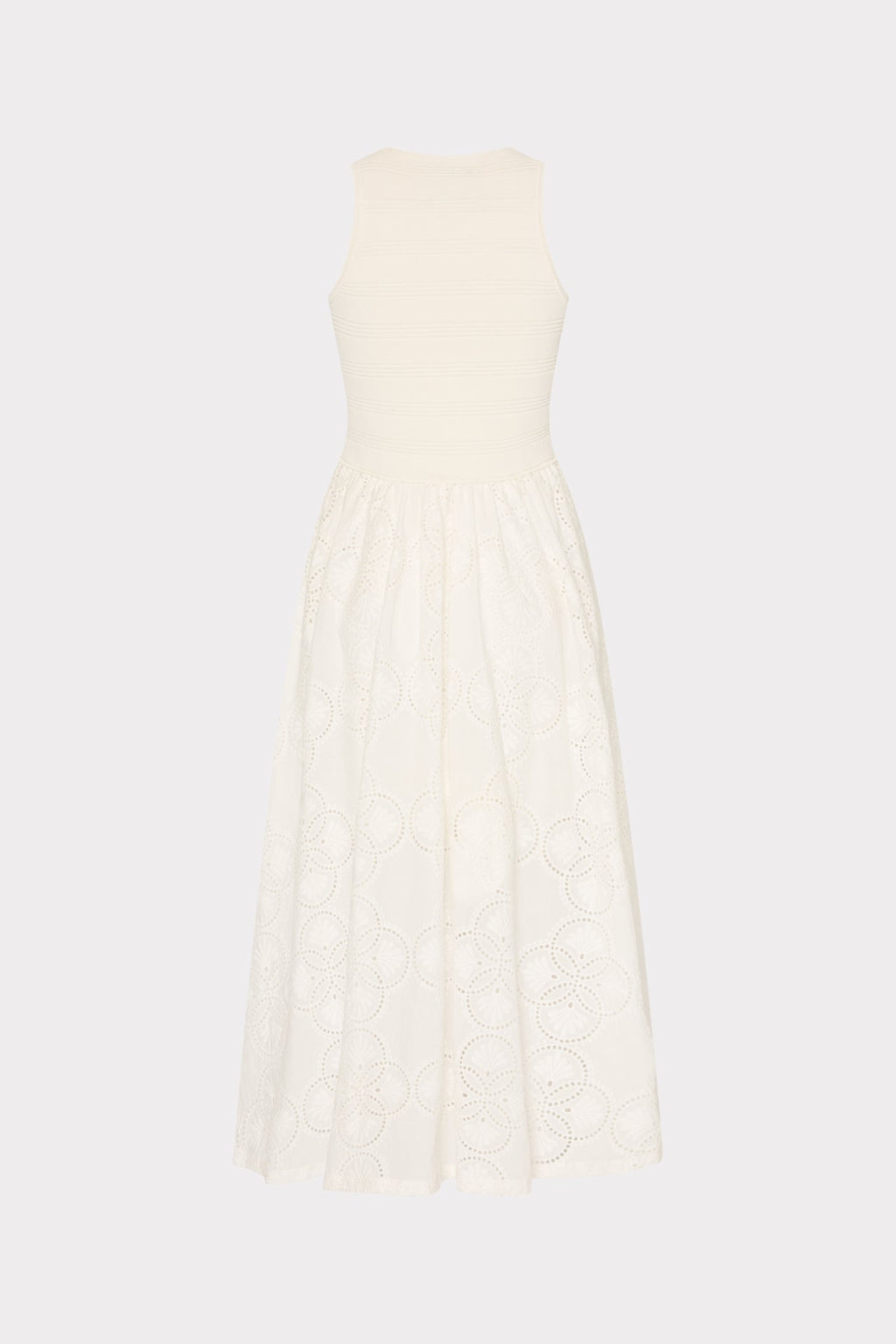 Geo Eyelet Knit Combo Midi Dress