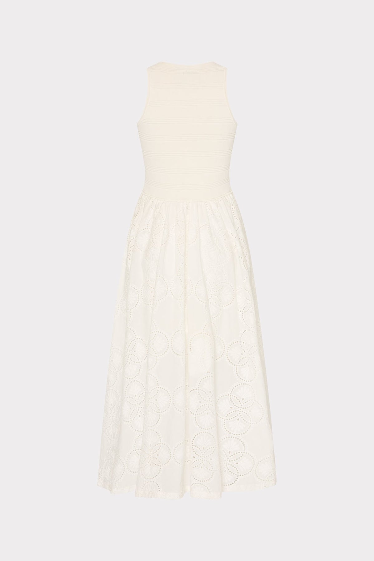 Geo Eyelet Knit Combo Midi Dress
