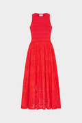 Geo Eyelet Knit Combo Midi Dress