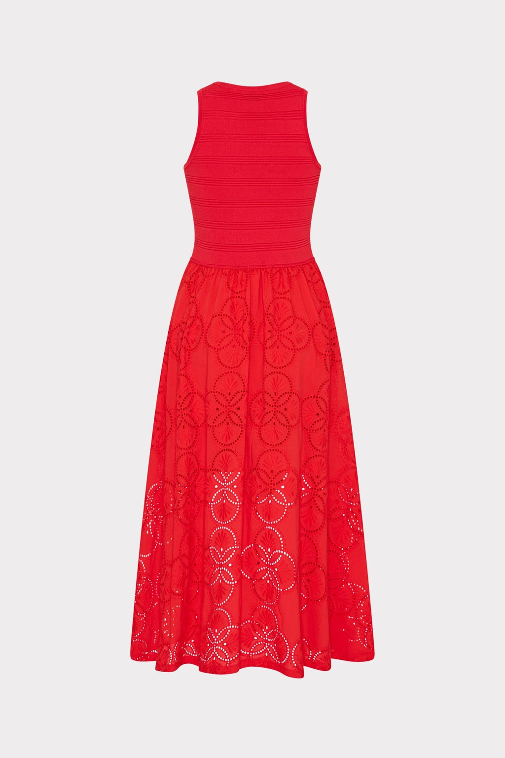 Geo Eyelet Knit Combo Midi Dress
