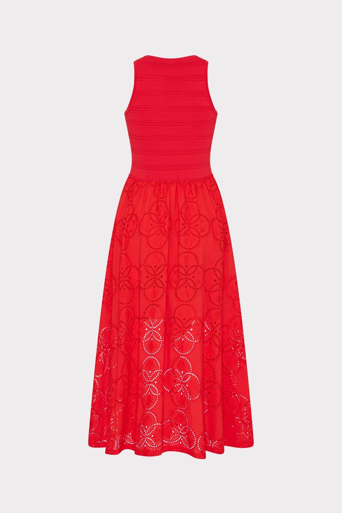Geo Eyelet Knit Combo Midi Dress