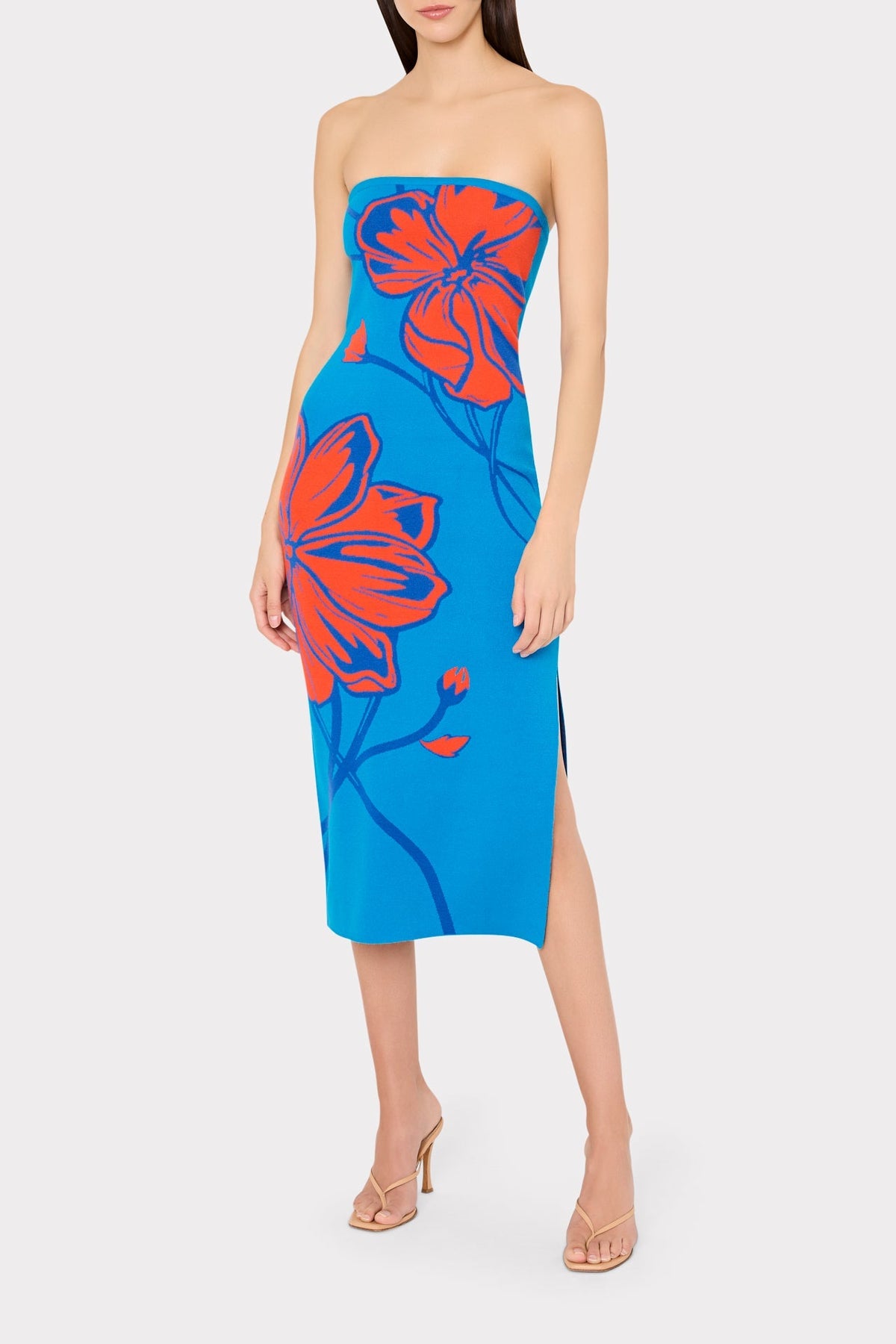 Seraphina Strapless Floral Midi Dress
