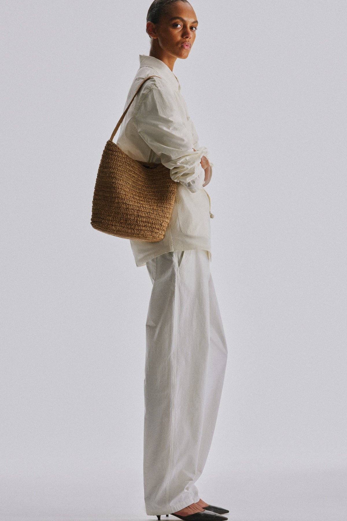 Alma Shoulder Raffia Bag