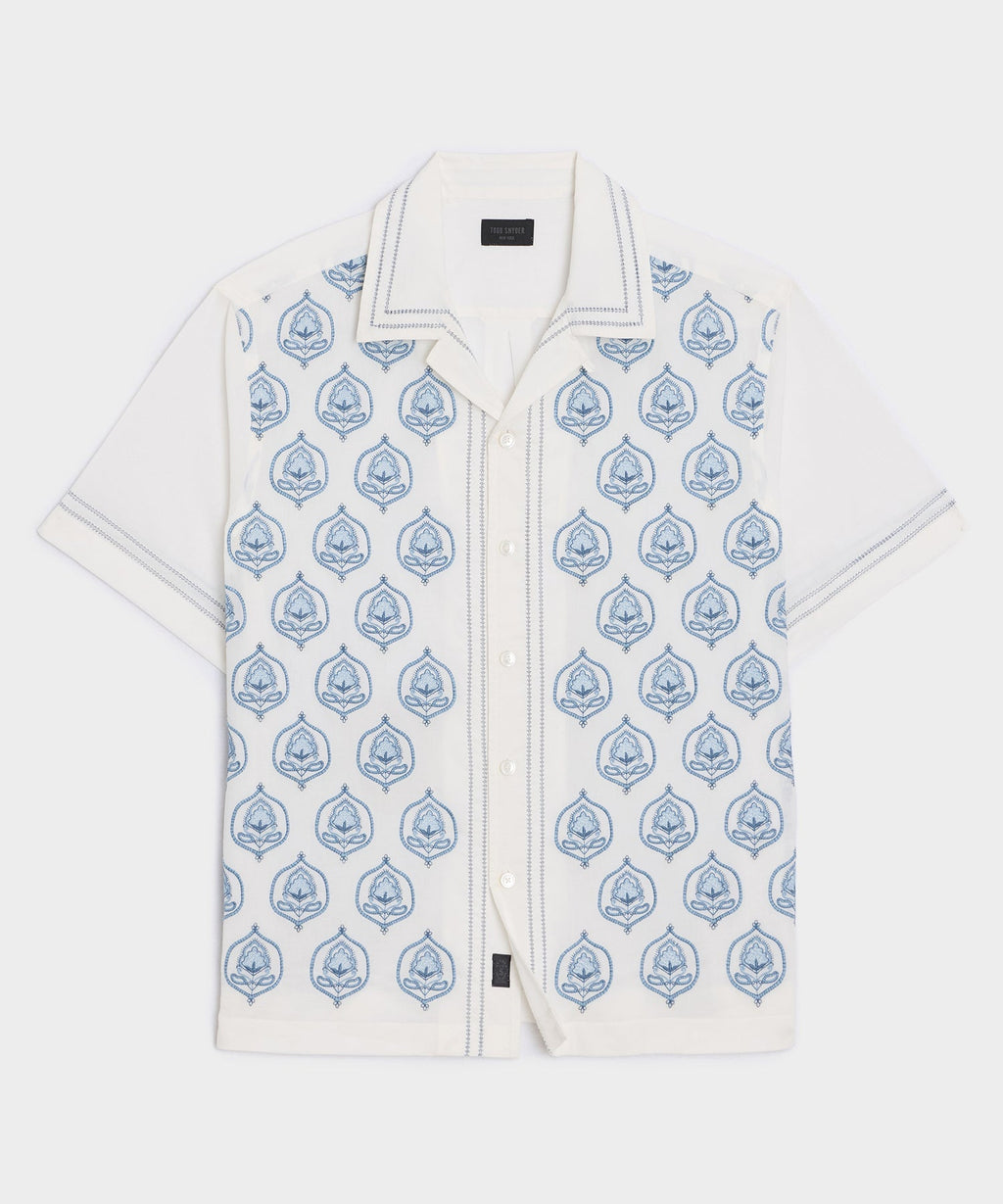 Embroidered Voile Capri Shirt