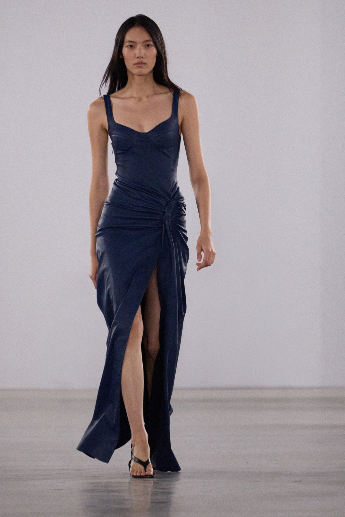 Lyle Draped Leather Dress