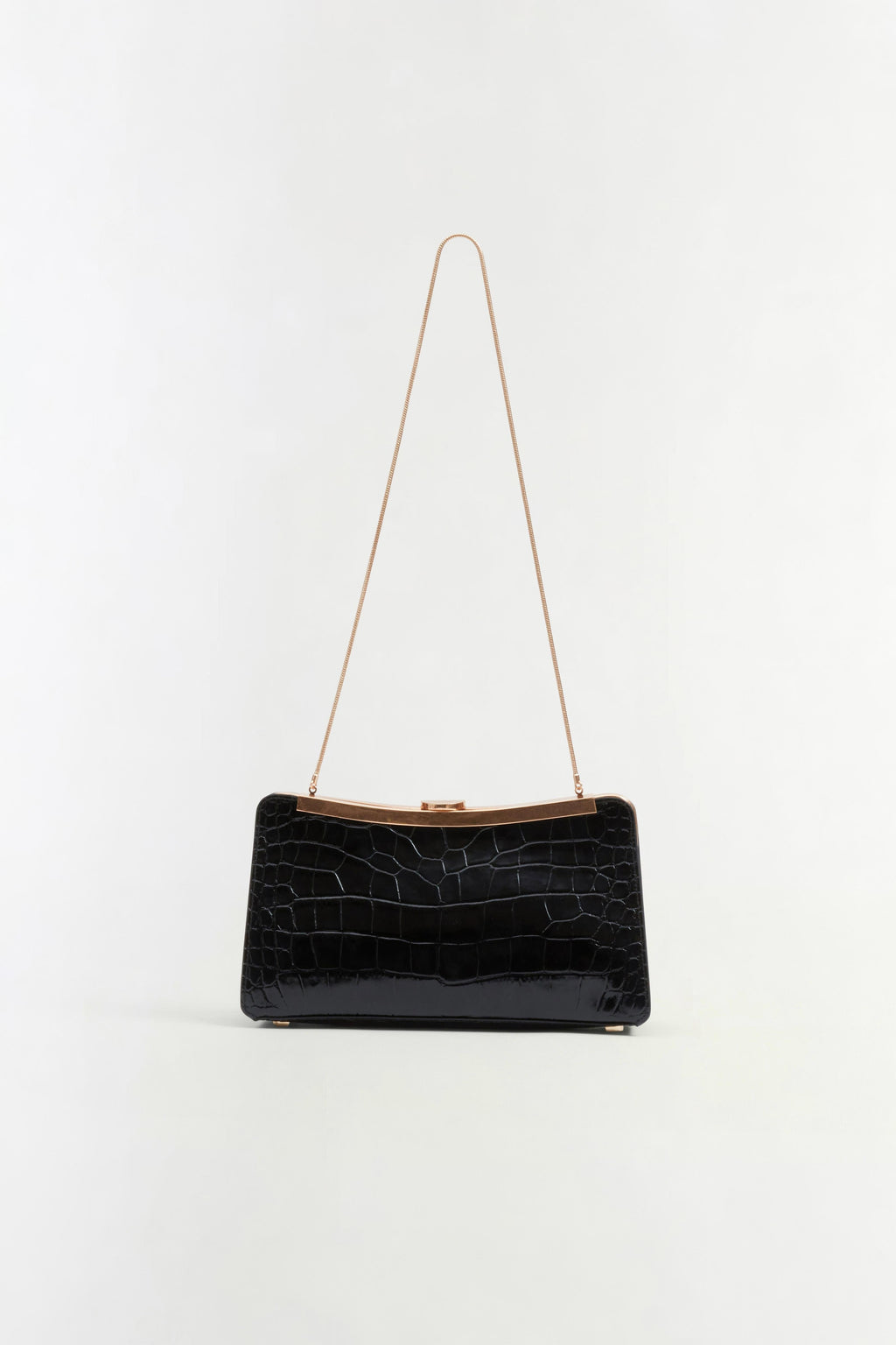 Solange Croc-Embossed Leather Clutch