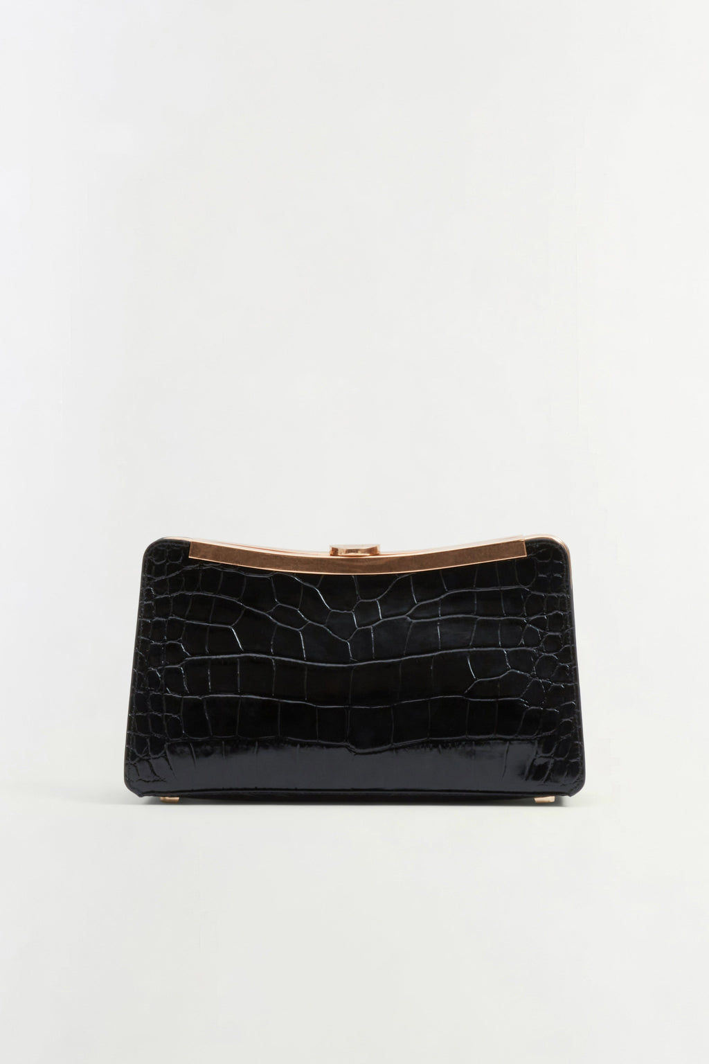 Solange Croc-Embossed Leather Clutch