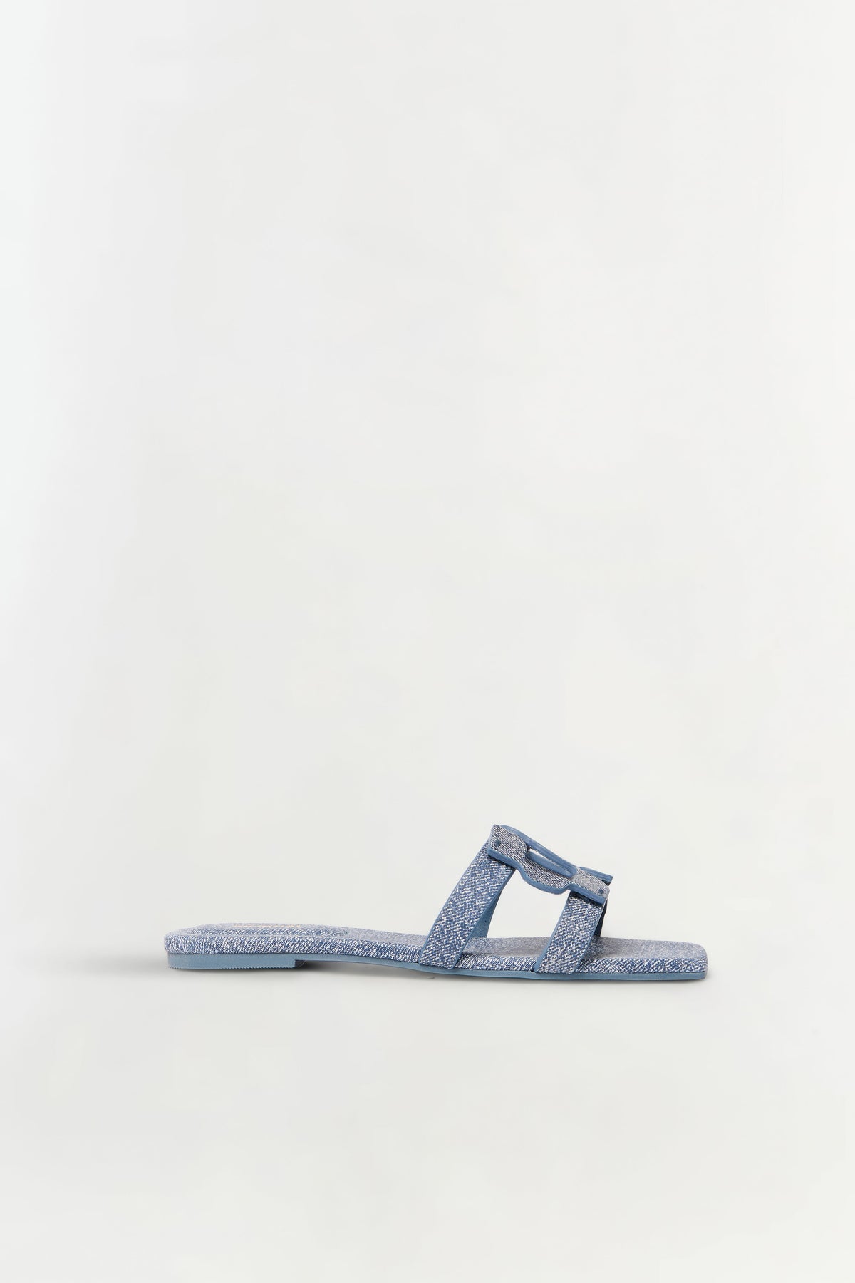 Simkhai Monogram Denim Leather Flat Slide