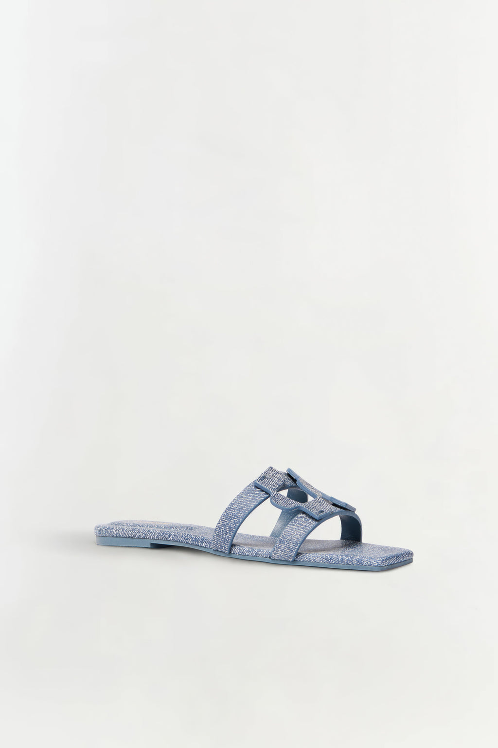 Simkhai Monogram Denim Leather Flat Slide