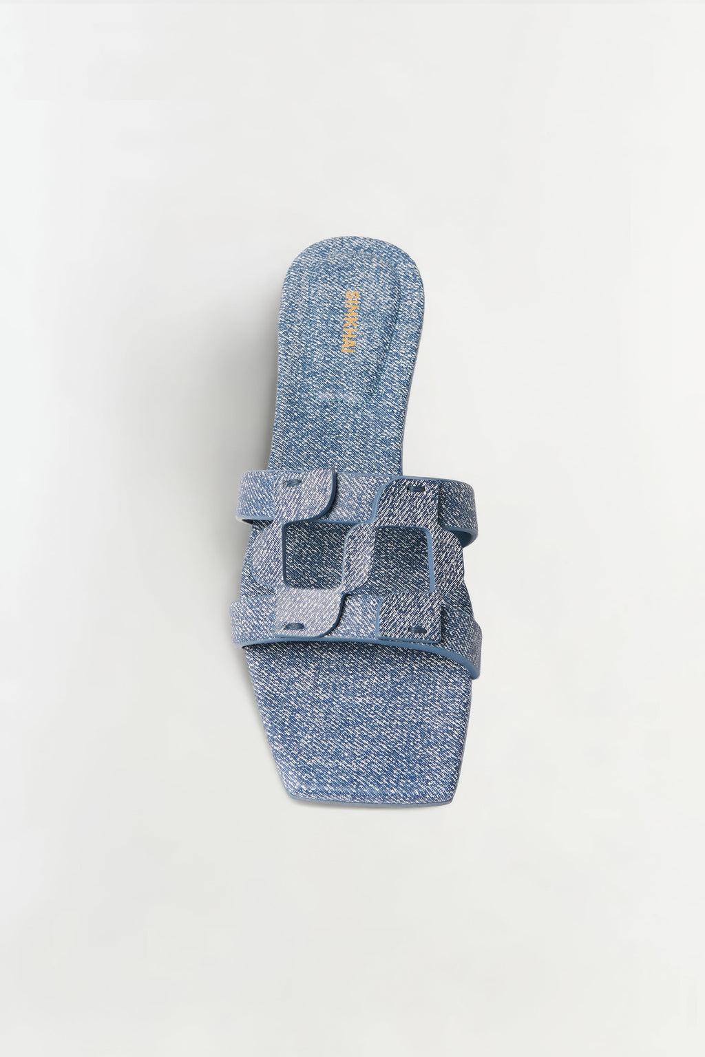 Simkhai Monogram Denim Leather Flat Slide